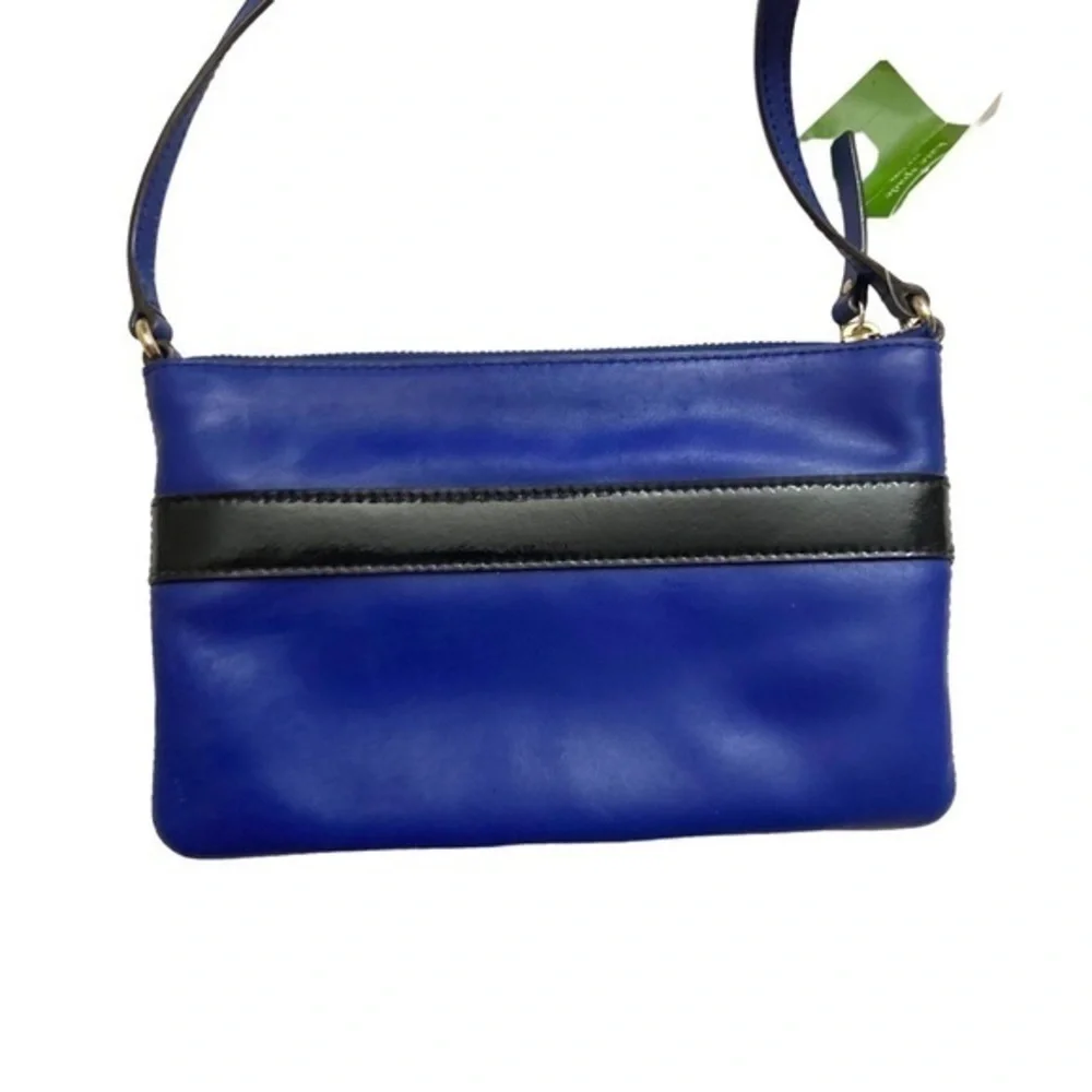 Kate spade blue and black patent leather crossbody bag janelle mount ivy new nwt